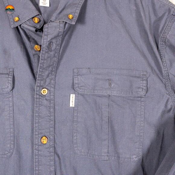Carhartt Button-Up Shirt Blue Long Sleeve Relaxed Fit Collared Men's Size 2XL - Picture 4 of 10